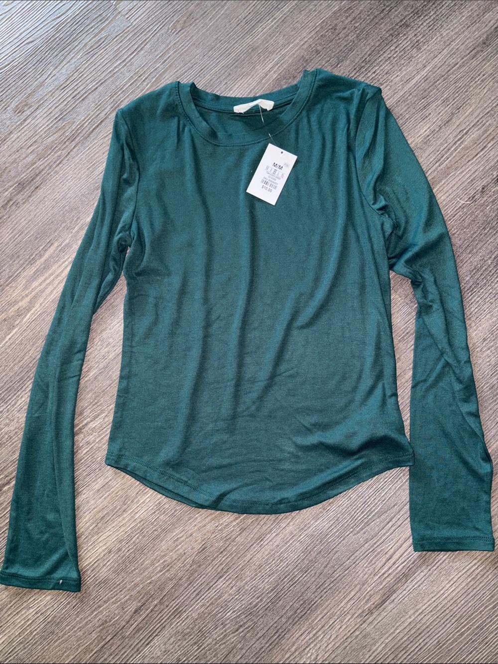 Everyday Forest Green Long-Sleeve Crewneck Top